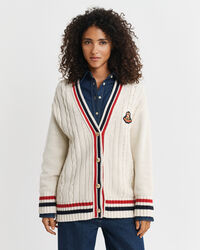 Gant Varsity V-Neck Zopfstrick Strickjacke