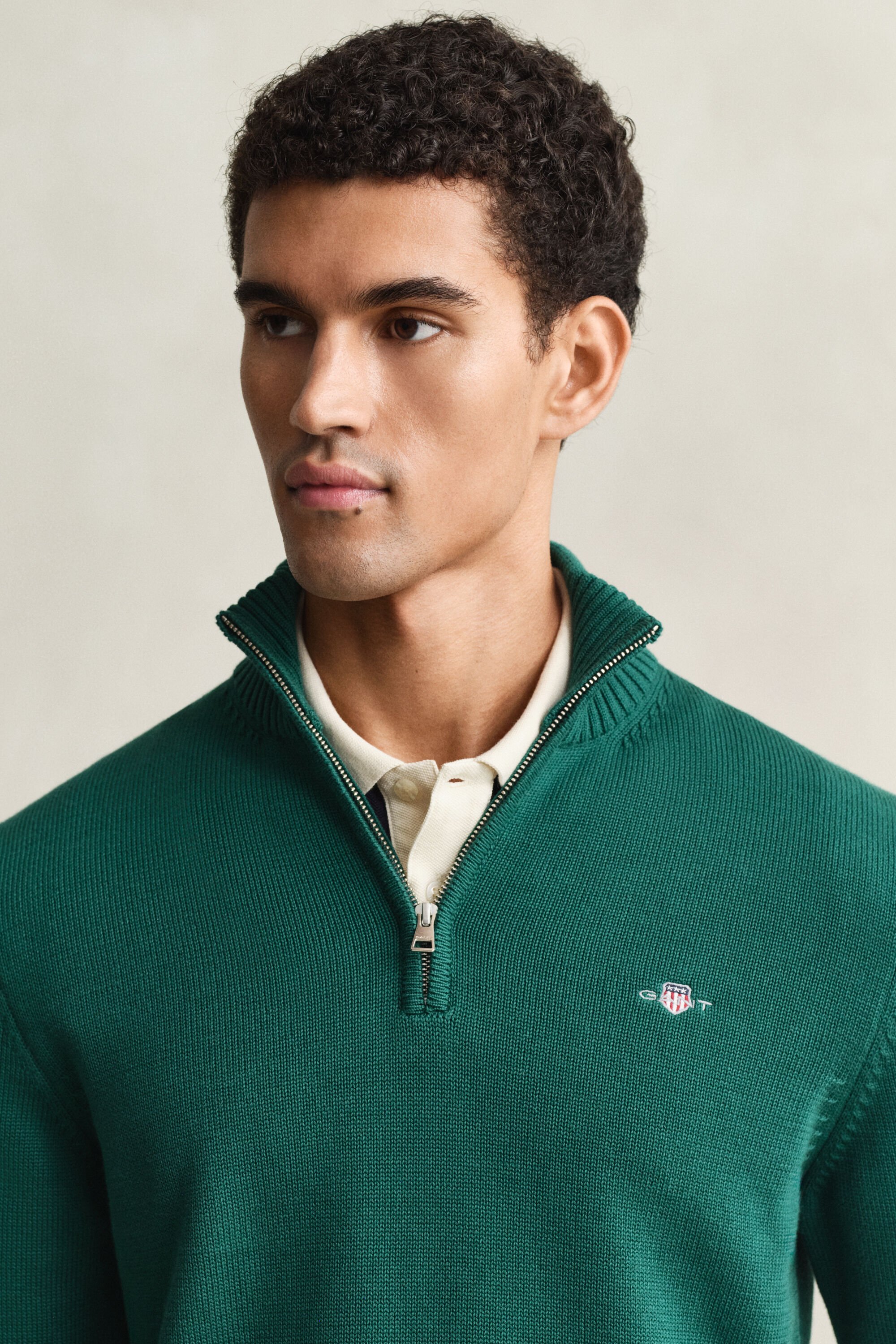 Pull en coton décontracté à demi-zip