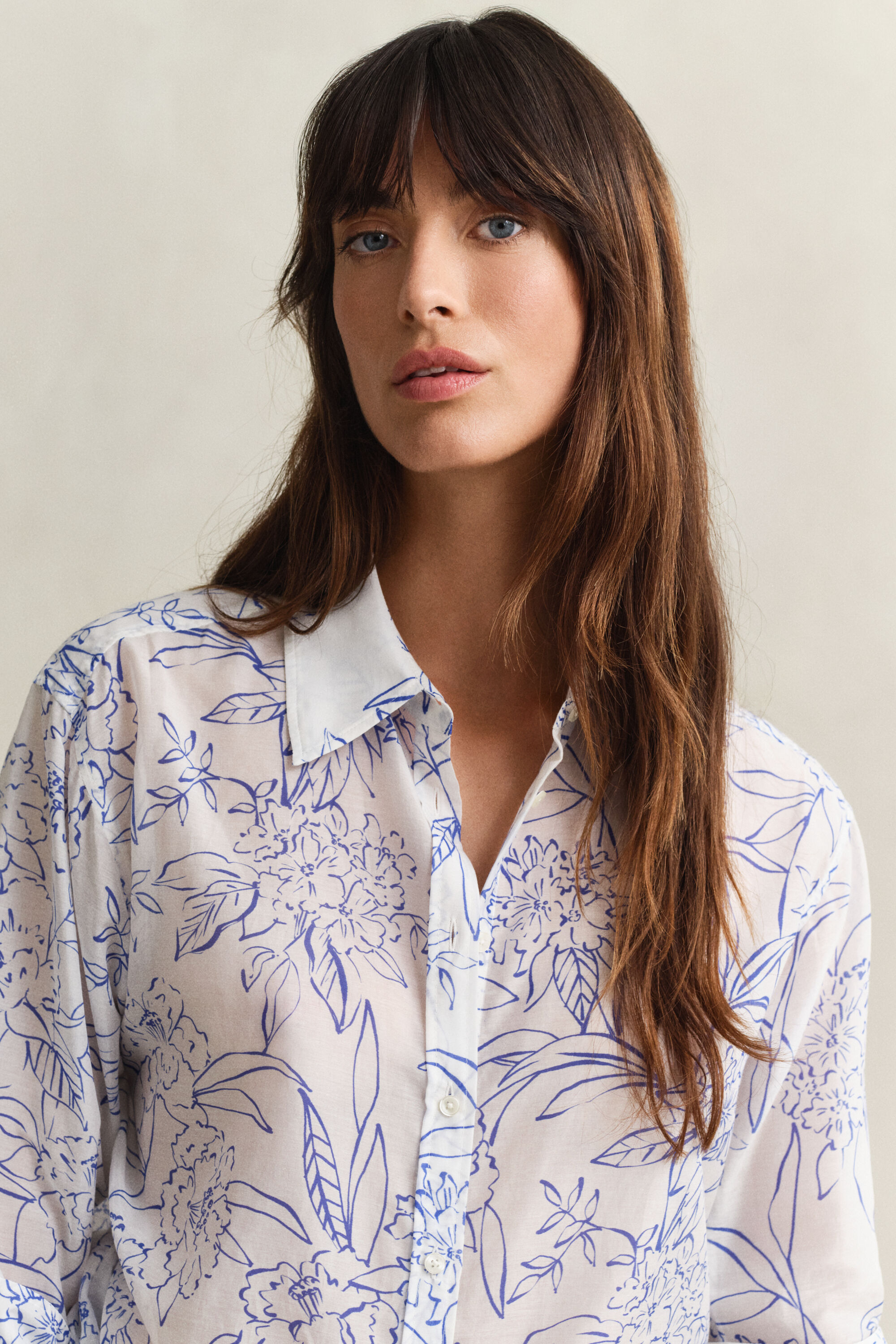 Baumwoll Seiden Bluse mit Blumenprint