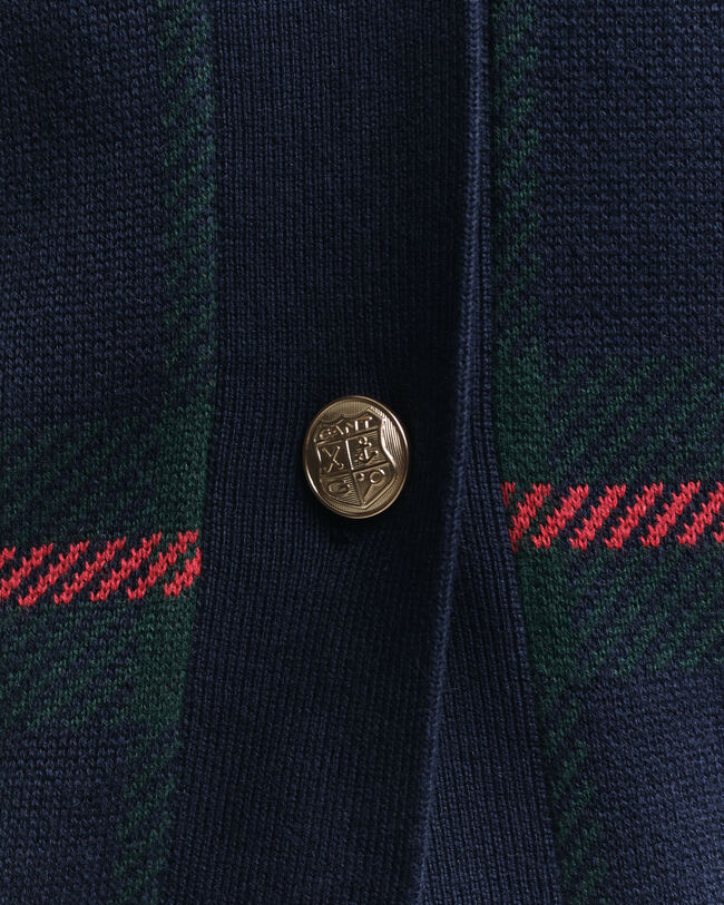 Karierte Strickjacke mit V-Ausschnitt