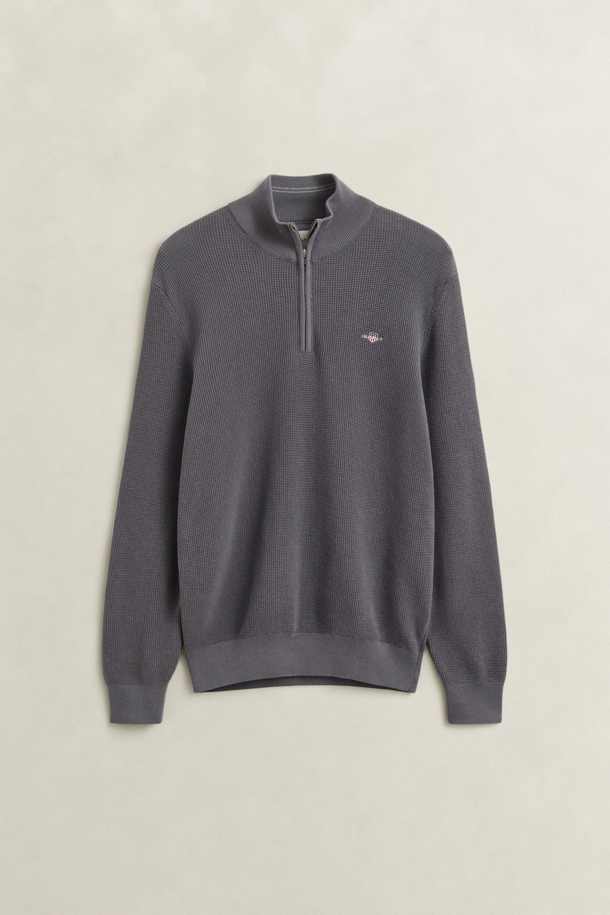 Pull à demi-zip en coton texturé