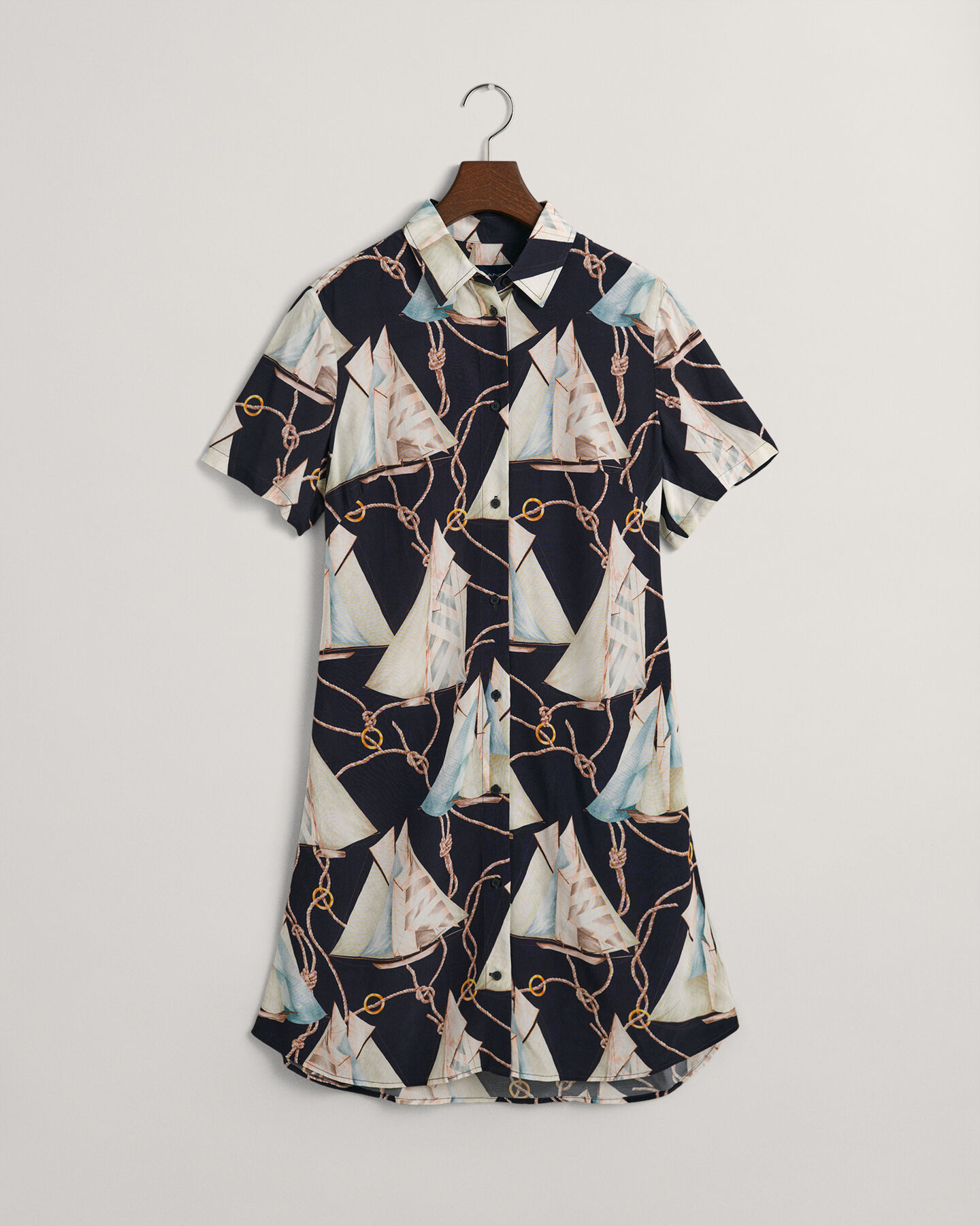 Slim Fit Sailing Print Hemdblusenkleid
