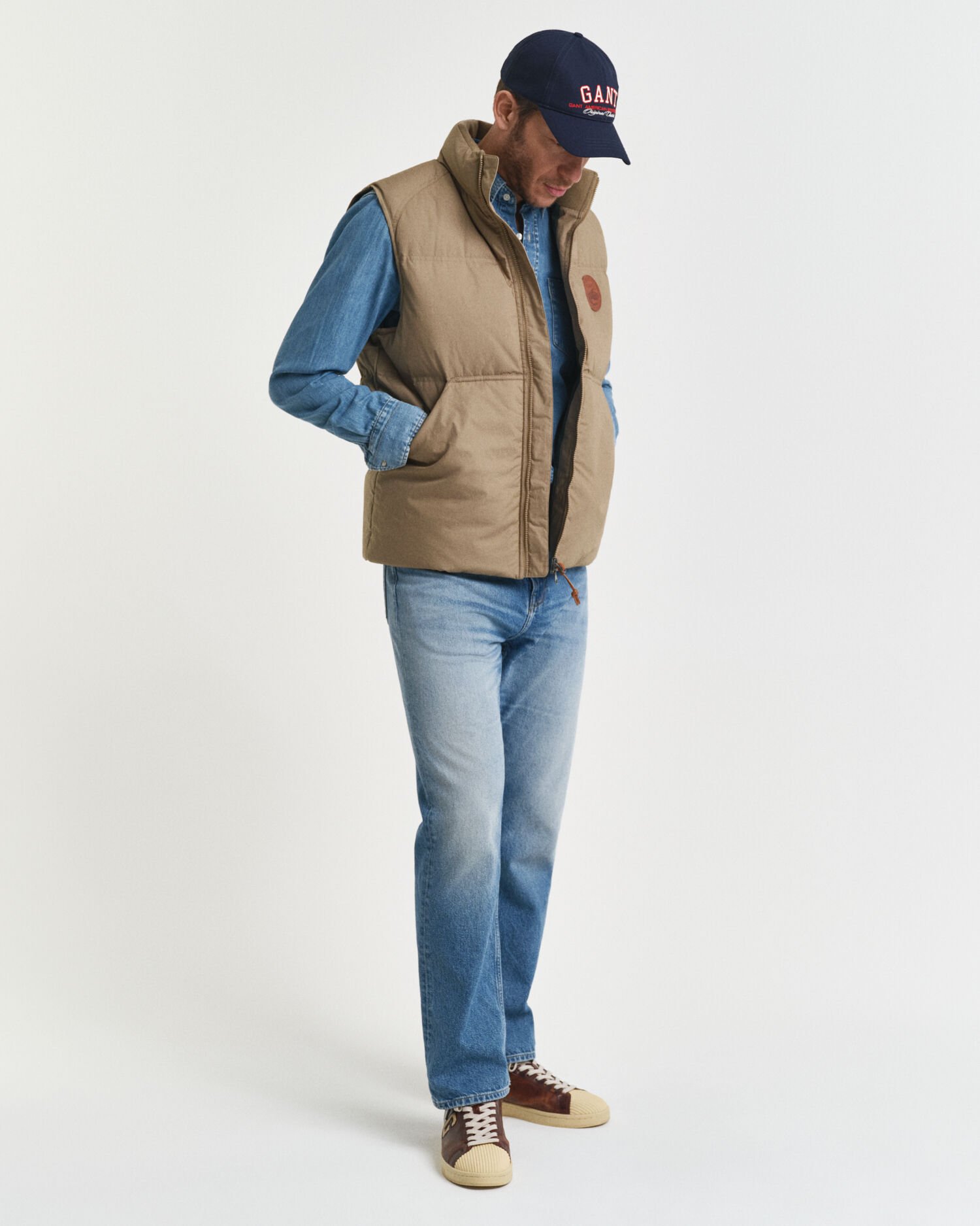 Doudoune sans manches mi-épaisse en duvet