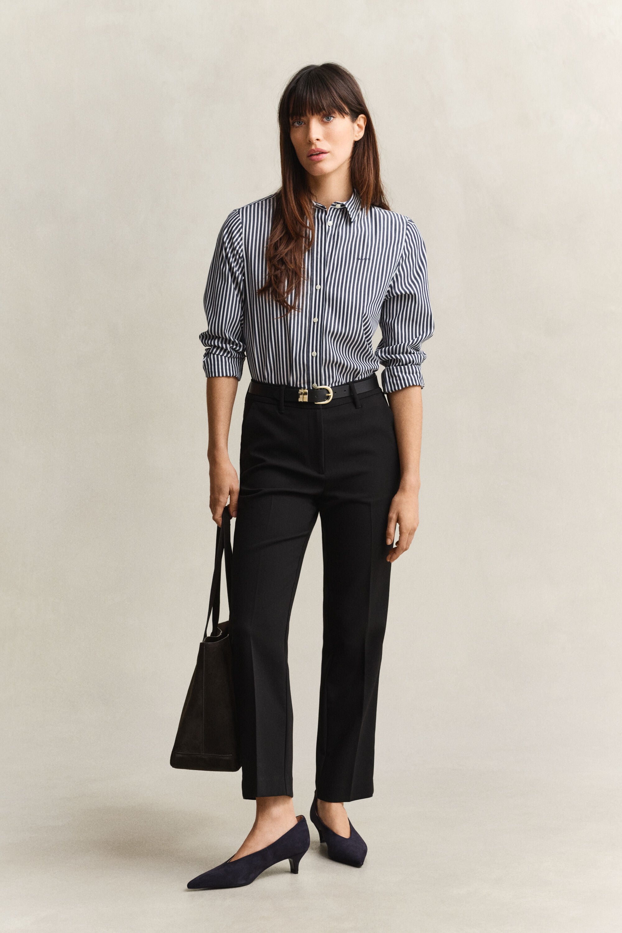 Popeline-Bluse im Regular Fit mit Streifen