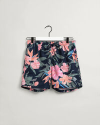 Classic Fit Badeshorts mit tropischem Print