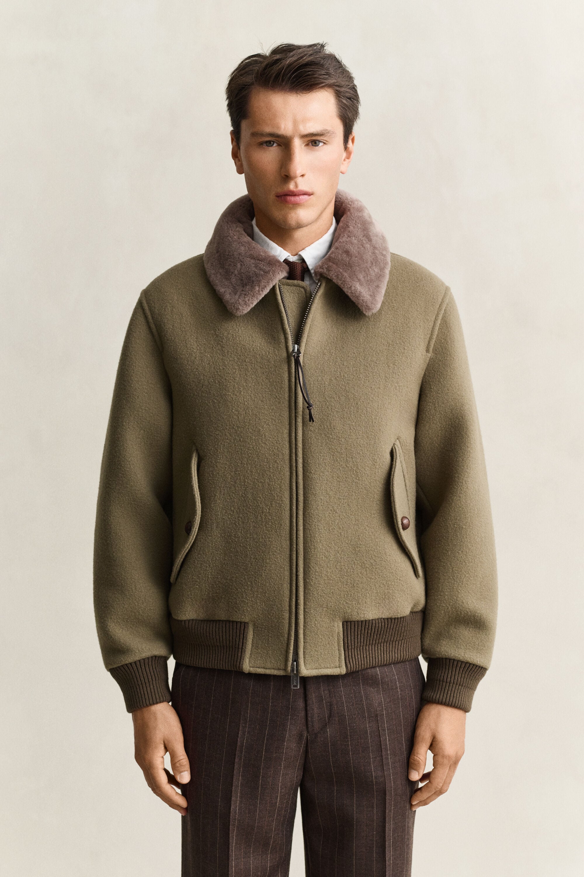 Wool Shearling Aviator Jacket