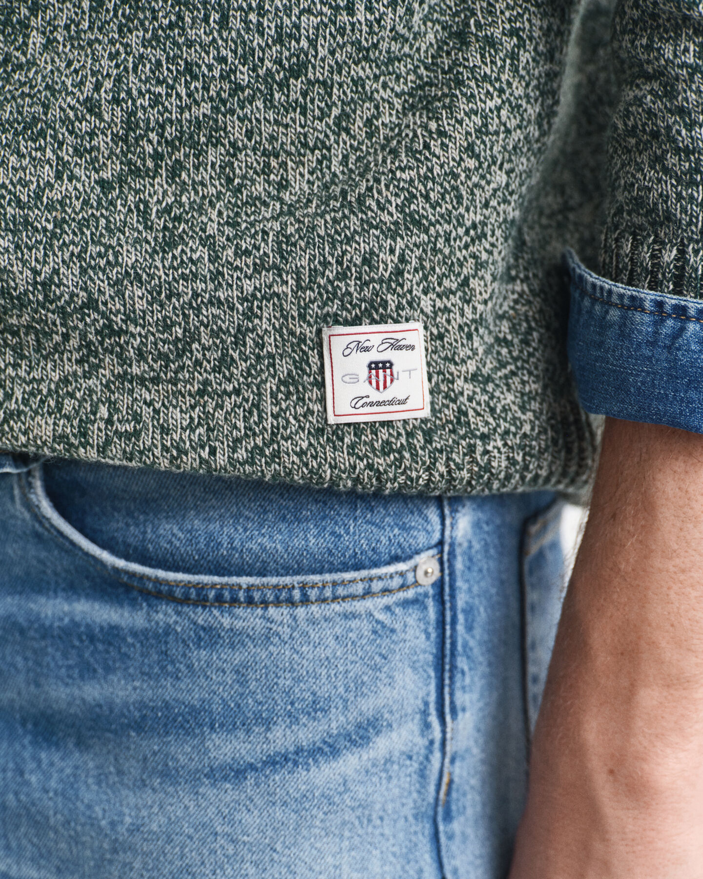 Mouliné Rundhalspullover aus Wollmix