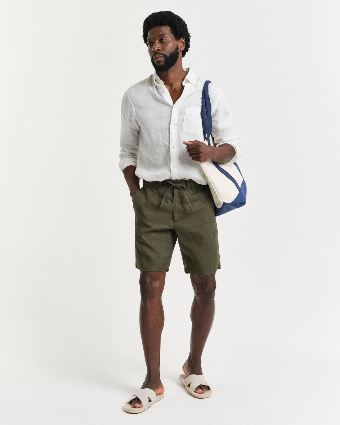 Relaxed Fit Leinen Shorts mit Kordelzug