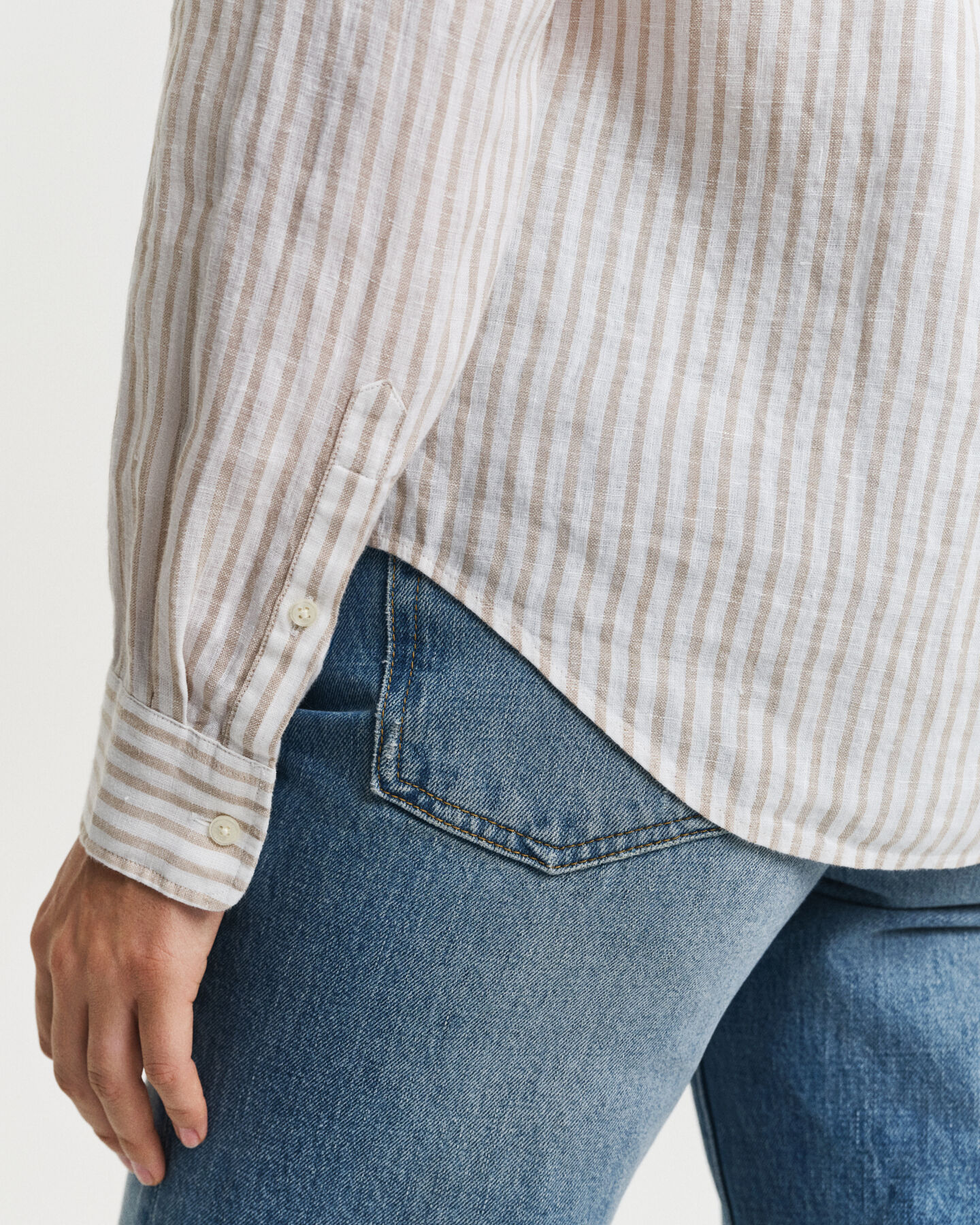 Regular Fit Leinenbluse mit Streifen