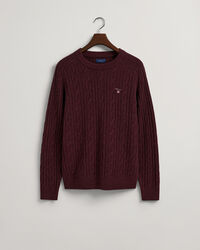 Lambswool Rundhalspullover mit Zopfmuster