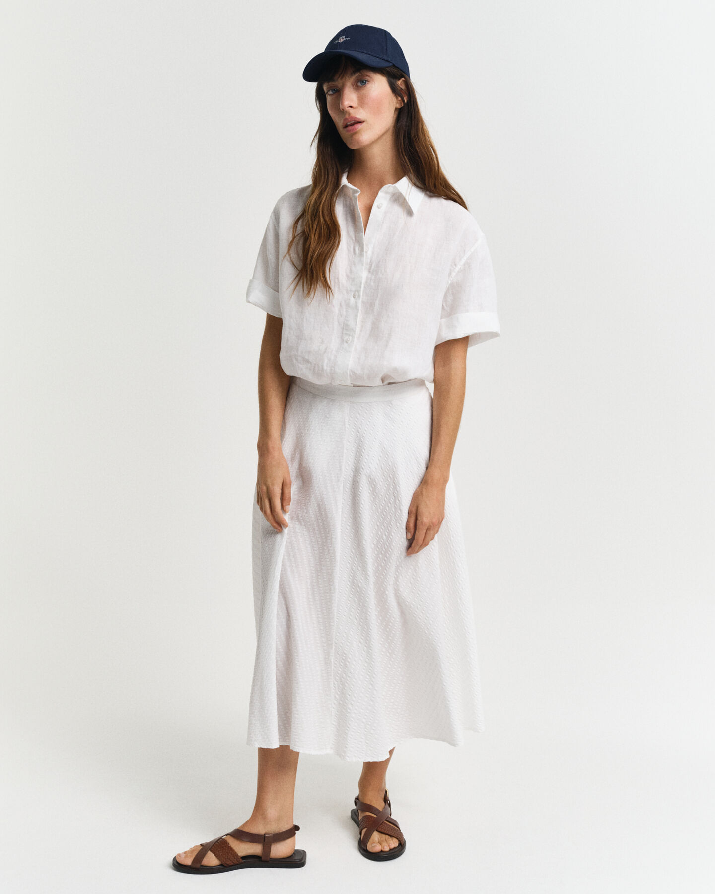 Tonal Seersucker Rock mit Streifen