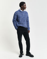Rundhalspullover aus strukturiertem Wollgemisch