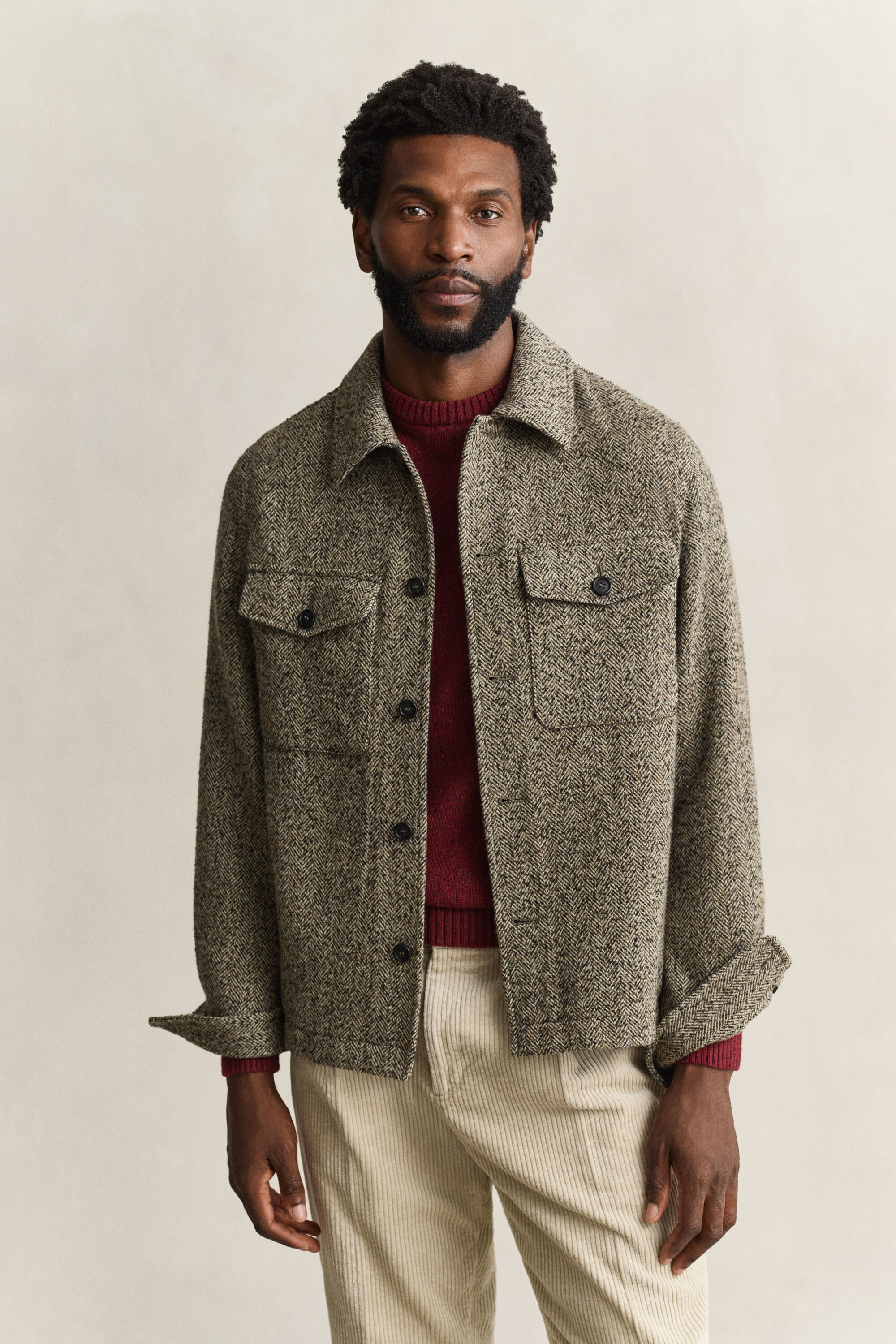 Hemdjacke mit Fischgrätmuster