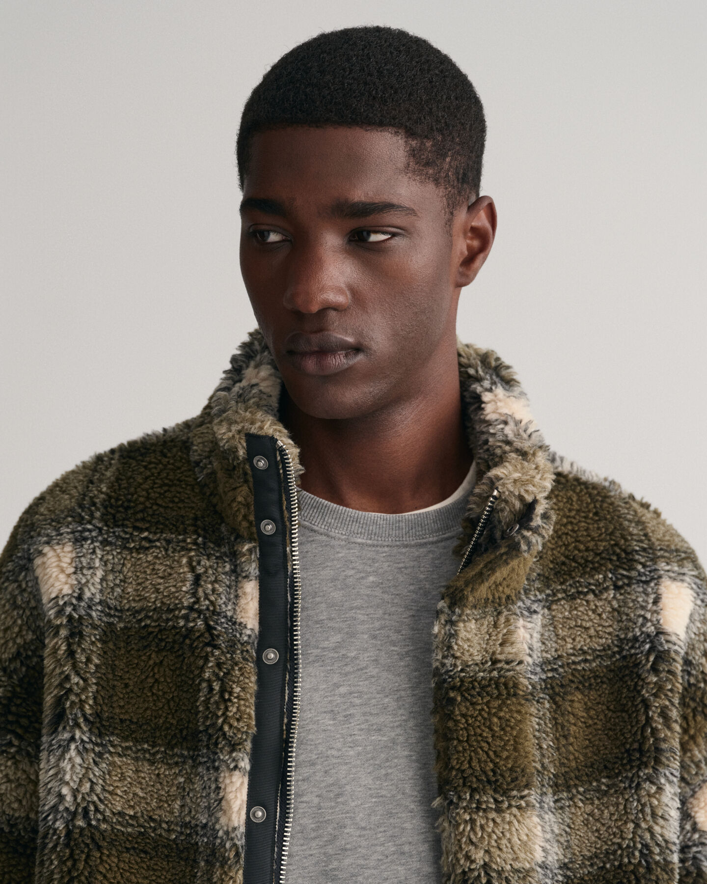 Karierte Fleecejacke mit Reißverschluss