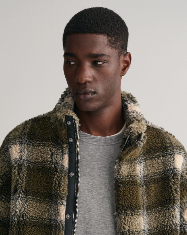 Karierte Fleecejacke mit Reißverschluss