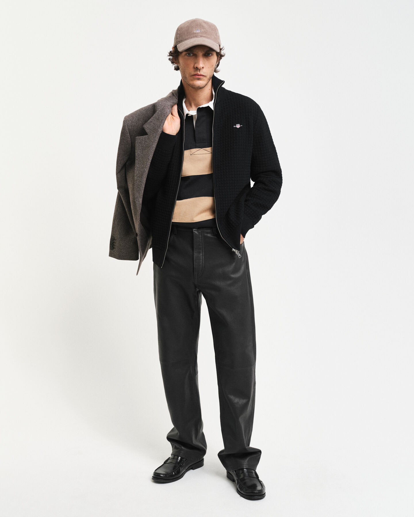 Strickjacke aus strukturierter Baumwolle mit Reißverschluss