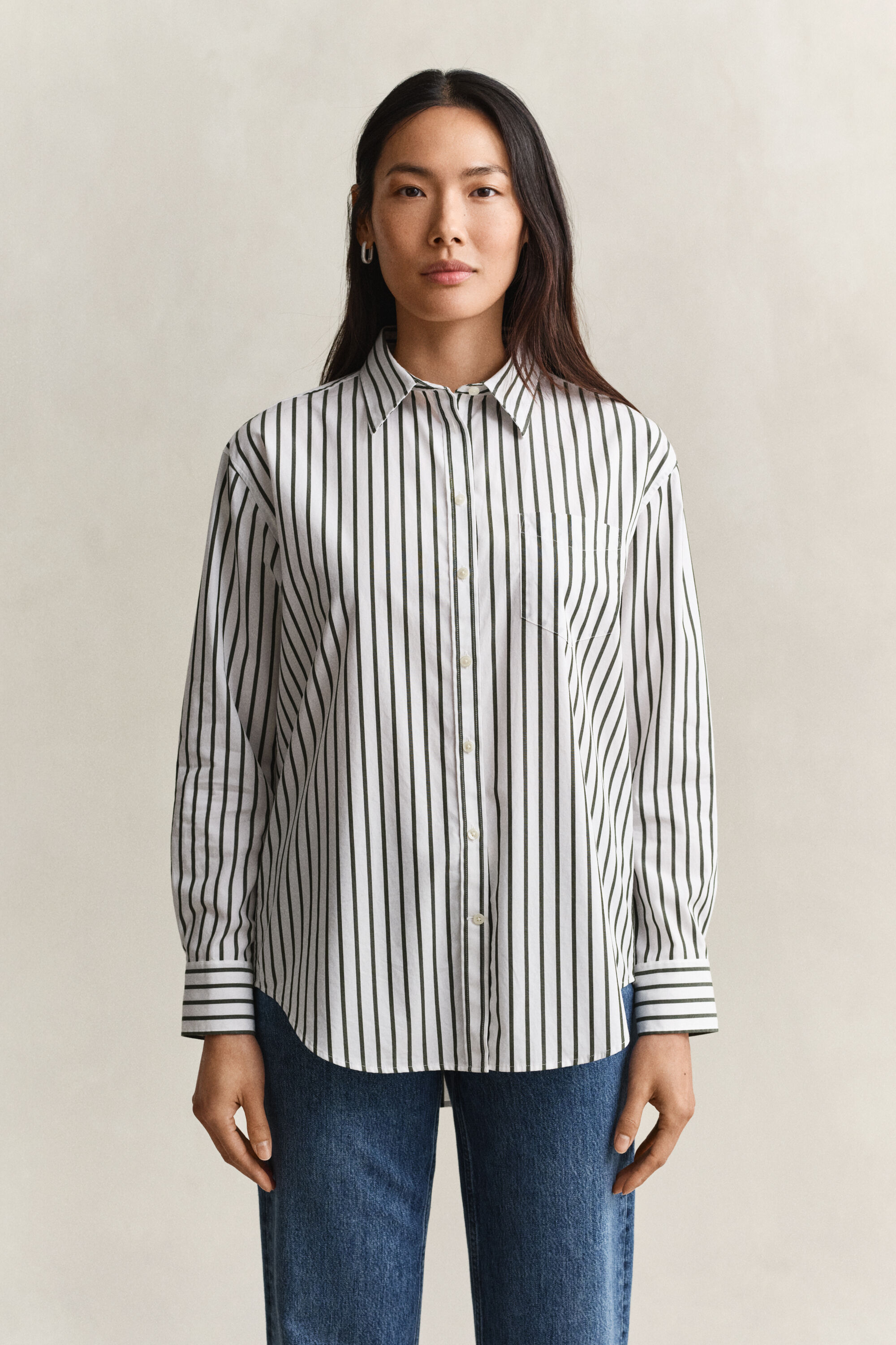 Relaxed Fit Striped Classic Poplin Shirt