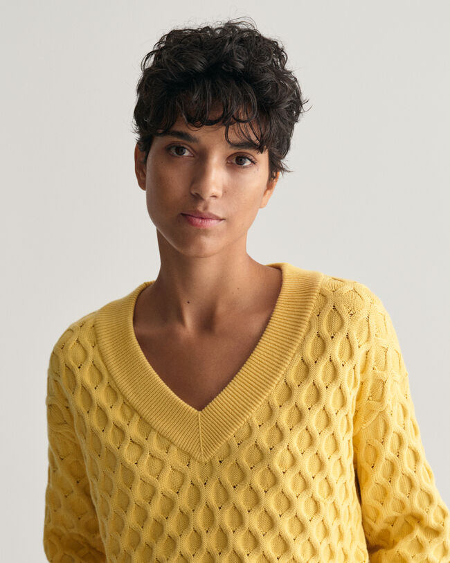 Strukturstrick V-Neck Pullover
