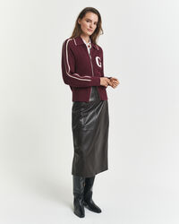 Bleistiftrock aus Leder in Midilänge