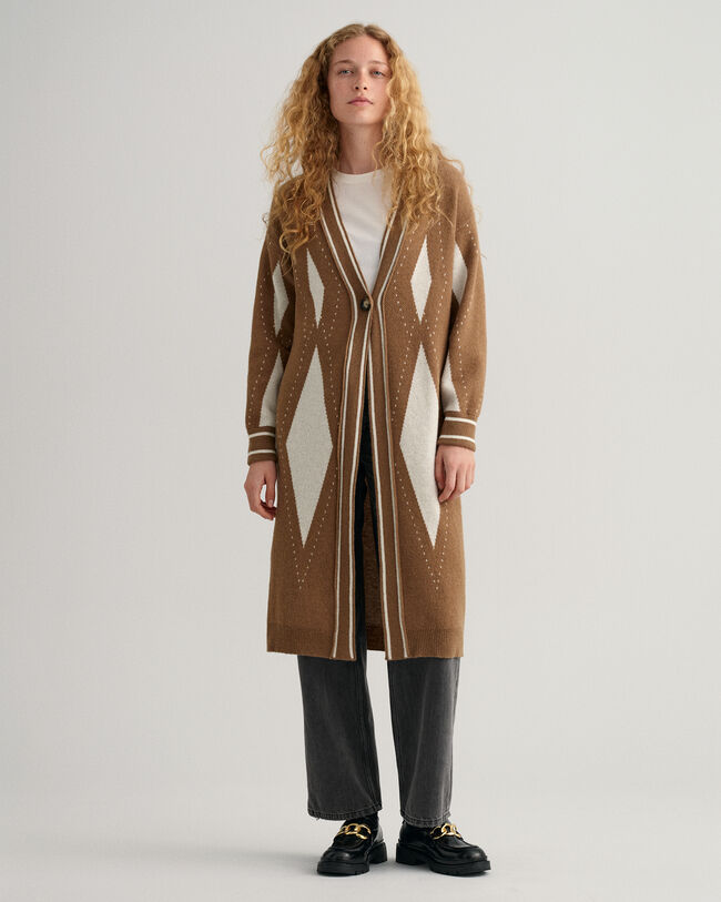 Argyle Longstrickjacke