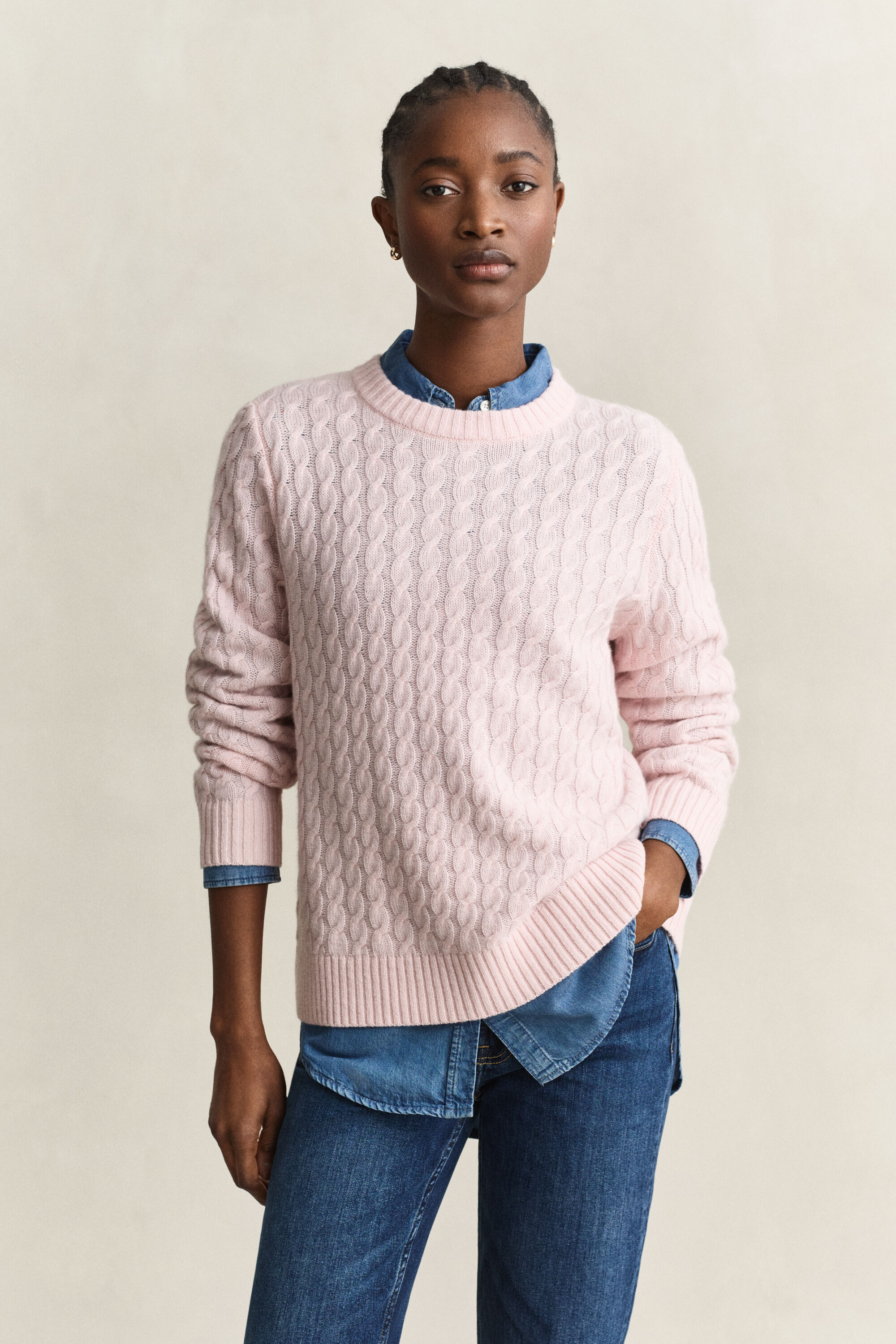 Pull en cachemire à maille torsadée