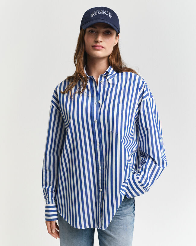 Oversized Classic Popeline Bluse mit Streifen