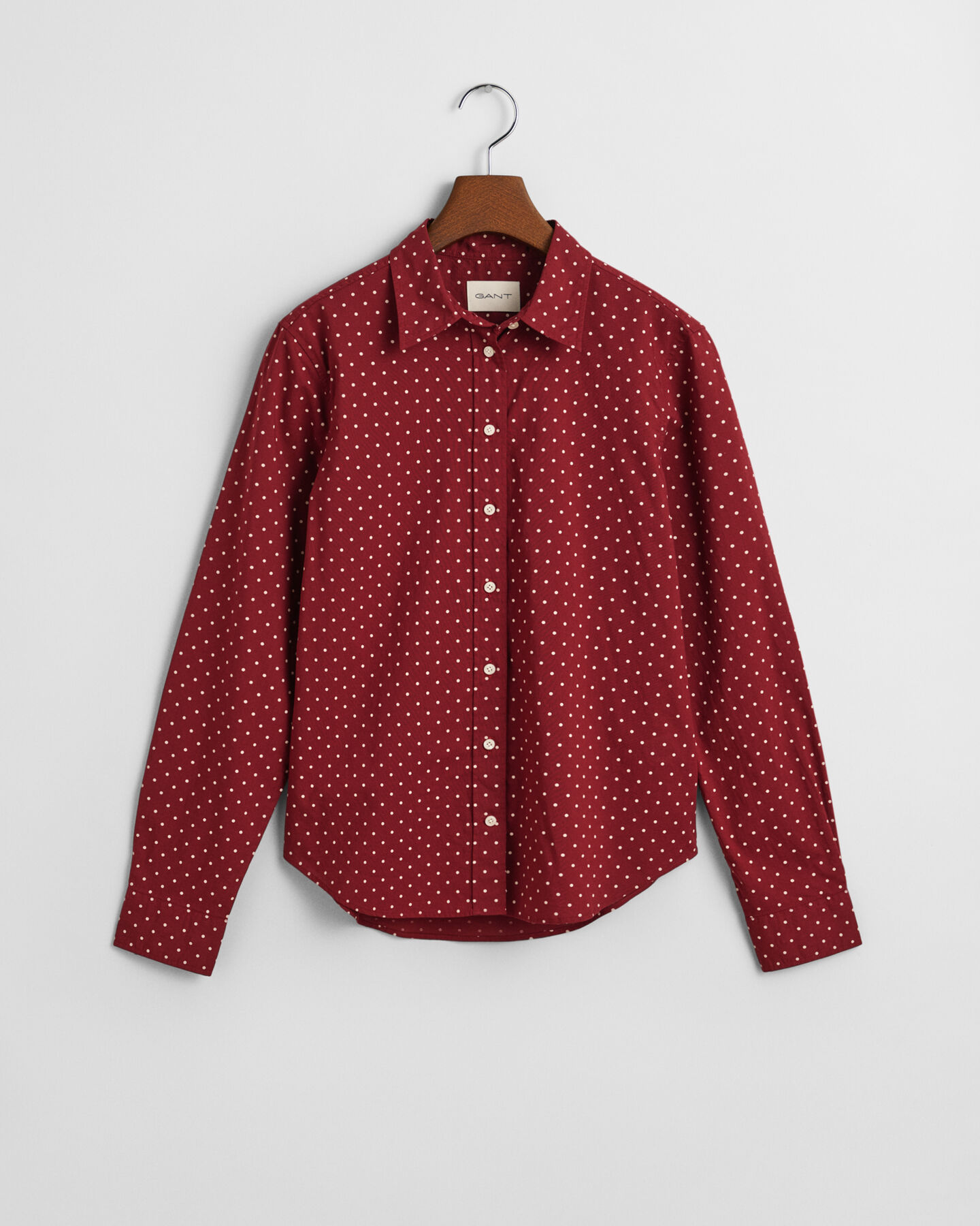 Regular Fit Bluse aus Baumwoll-Voile mit Punktemuster