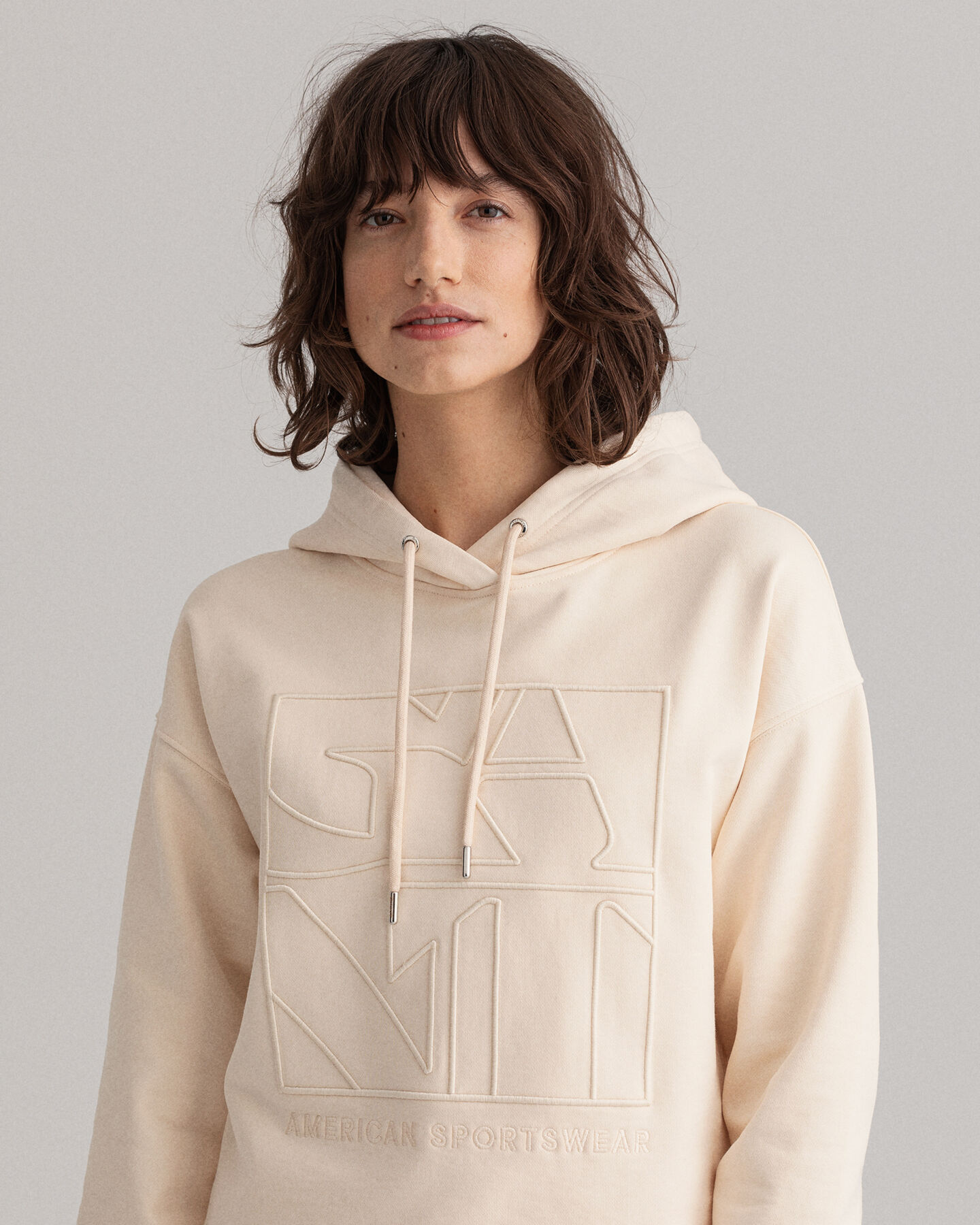 Tonal Quadrat Hoodie mit Stickerei