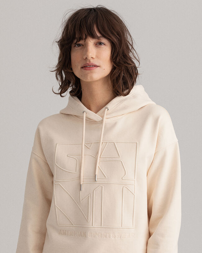 Tonal Quadrat Hoodie mit Stickerei