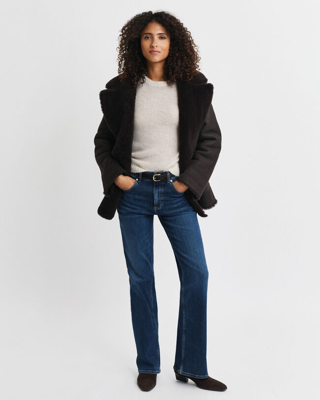 Kurzarm-Rundhalspullover aus Mohairgemisch