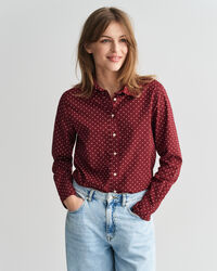 Regular Fit Bluse aus Baumwoll-Voile mit Punktemuster