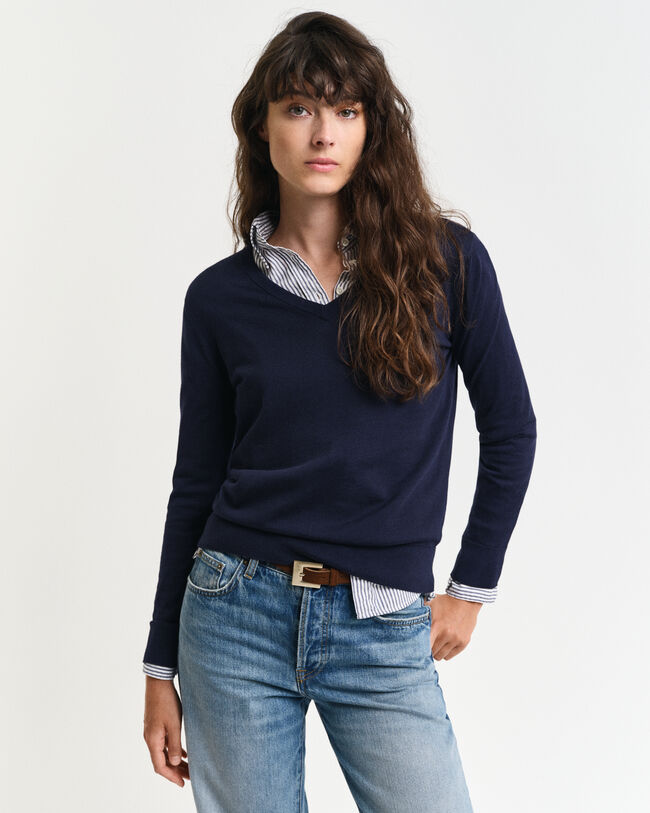 Feinstrick V-Neck Pullover