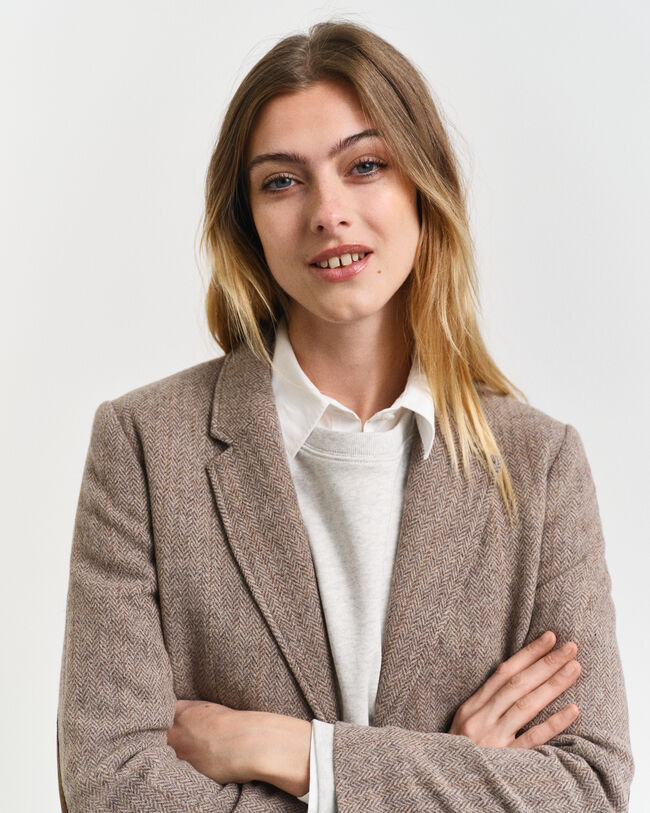 Regular Fit Herringbone Kurzblazer