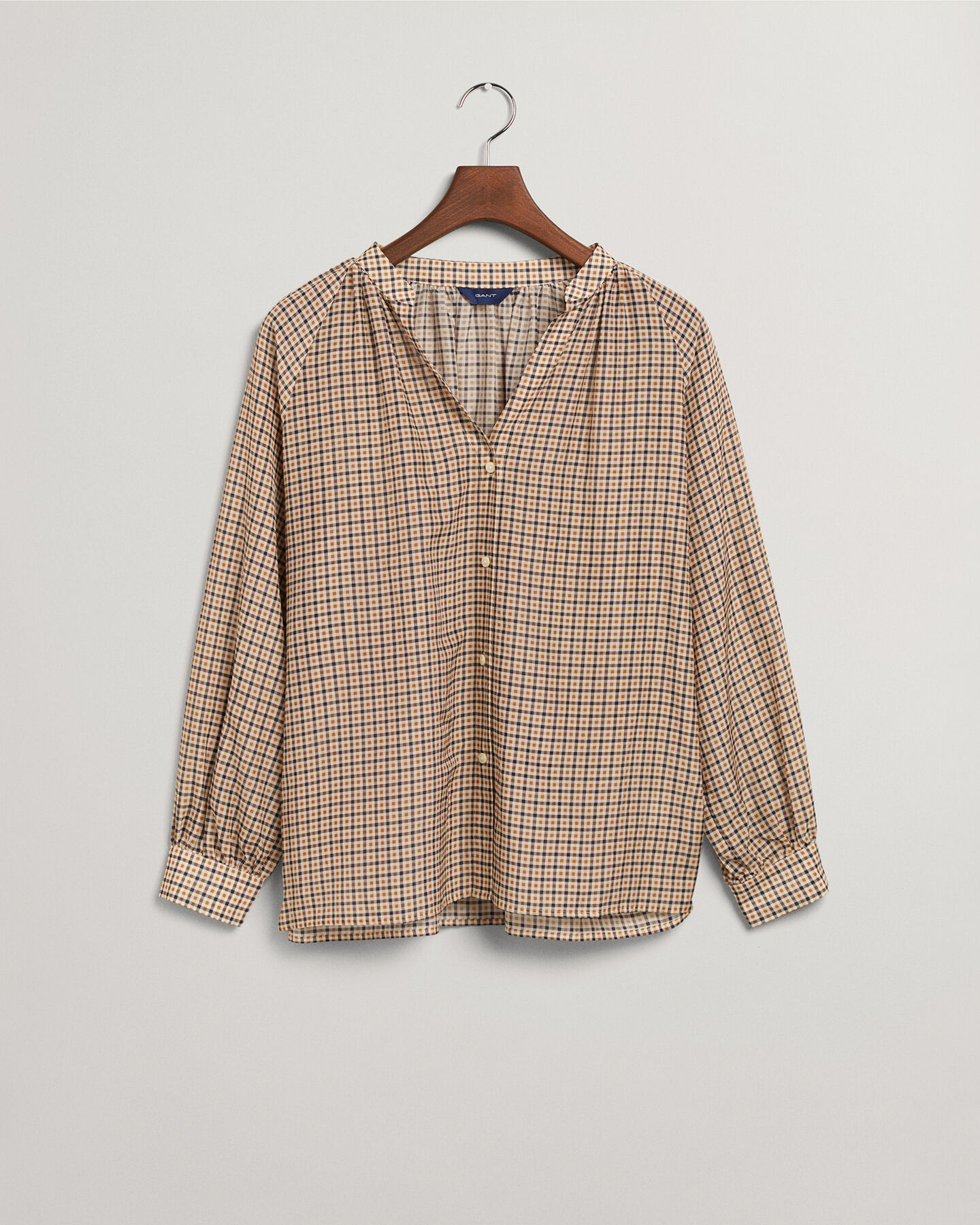 Baumwoll Seiden Bluse mit Karomuster