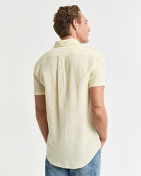 Regular Fit Baumwoll Leinen Kurzarmhemd mit Streifen