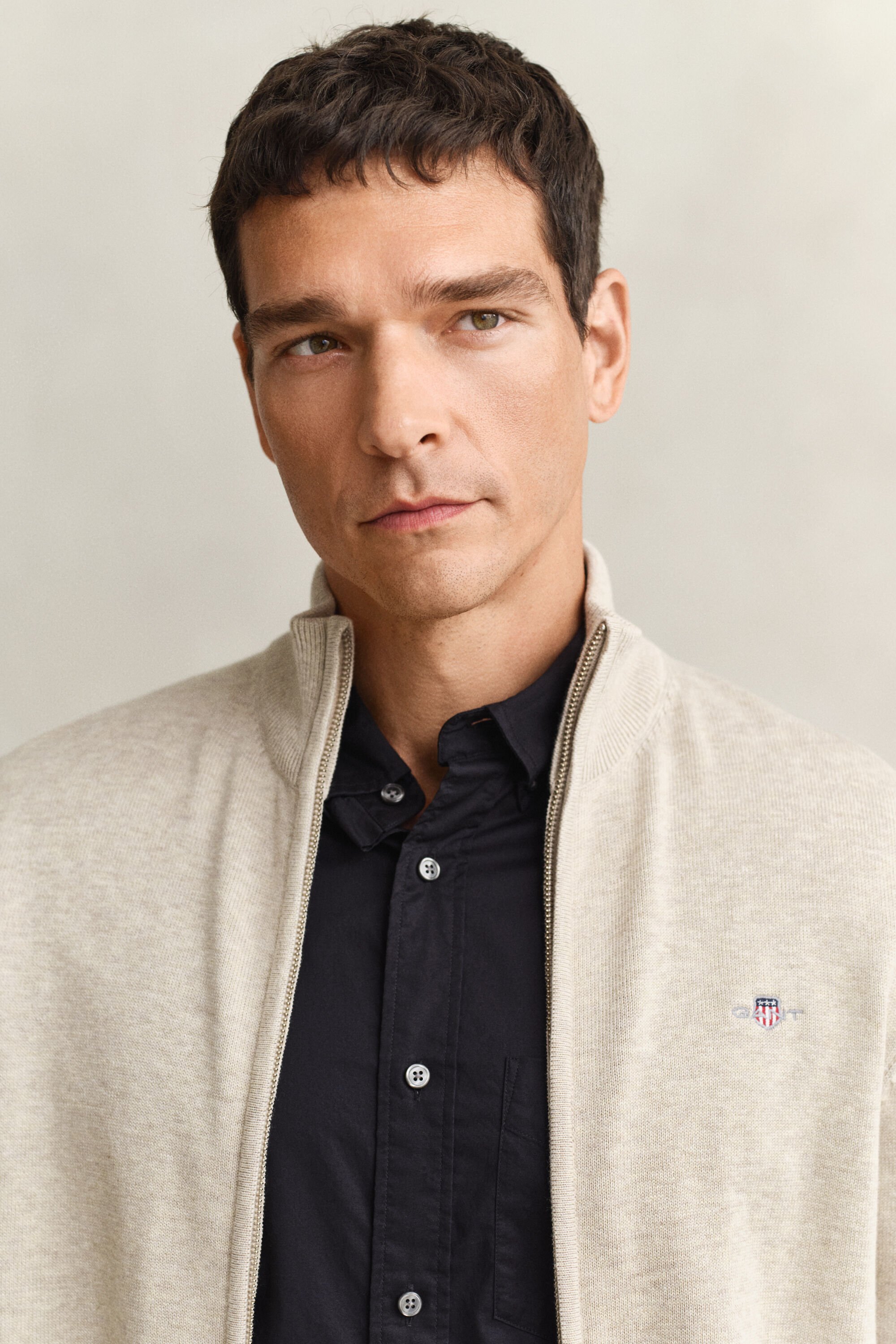 Cardigan in cotone casual con zip