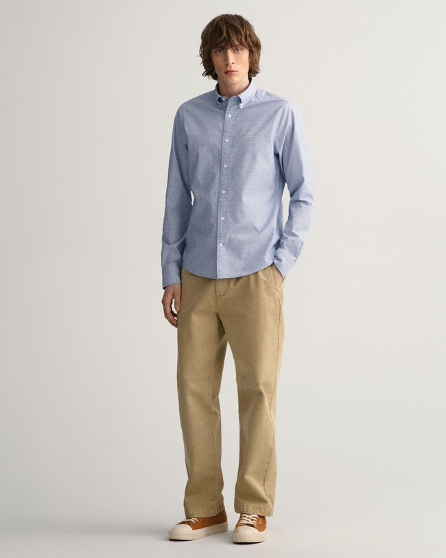 Slim Fit Dobby Hemd mit Punkten