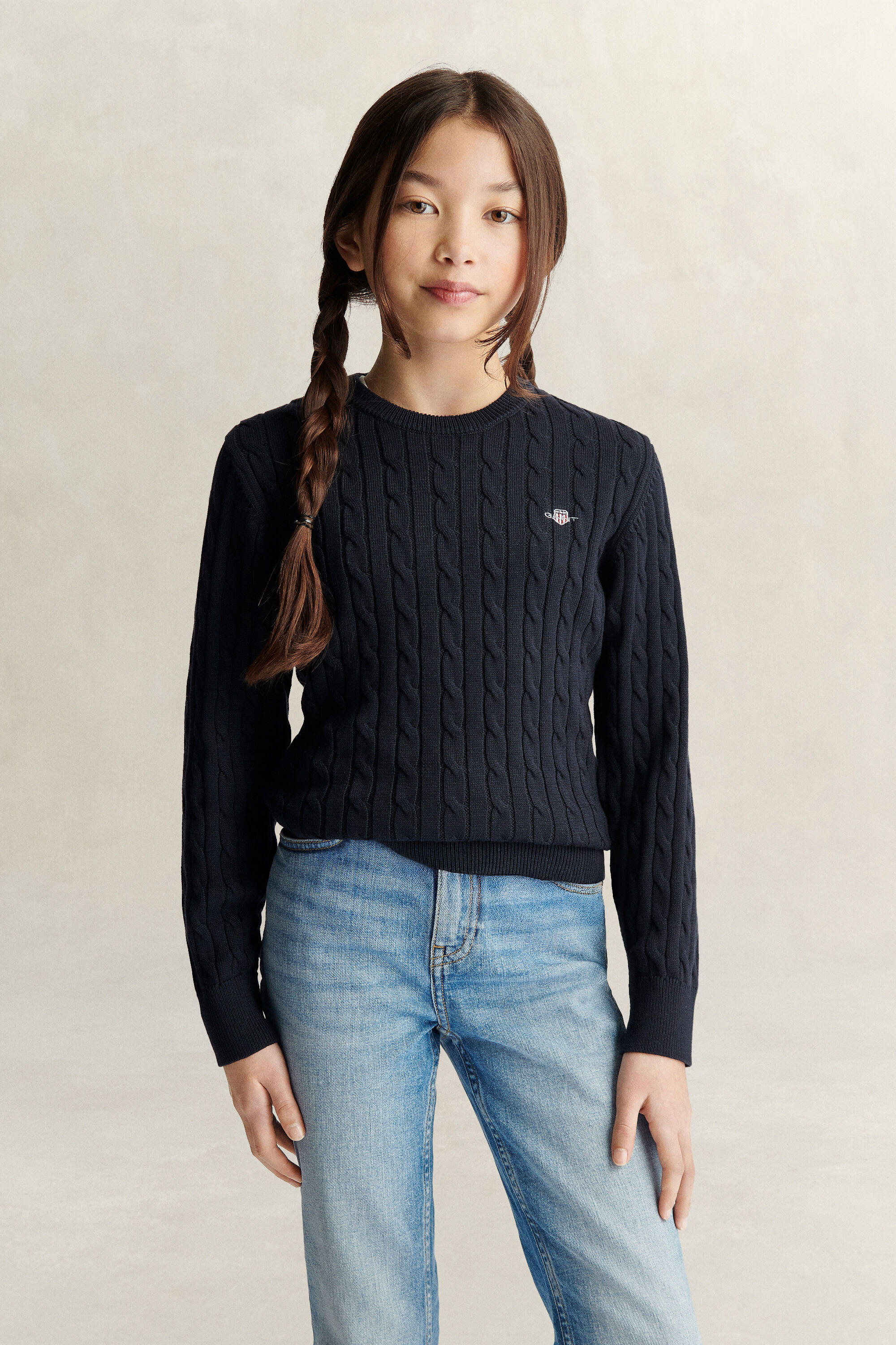 Teen Girls Shield Zopfstrickpullover