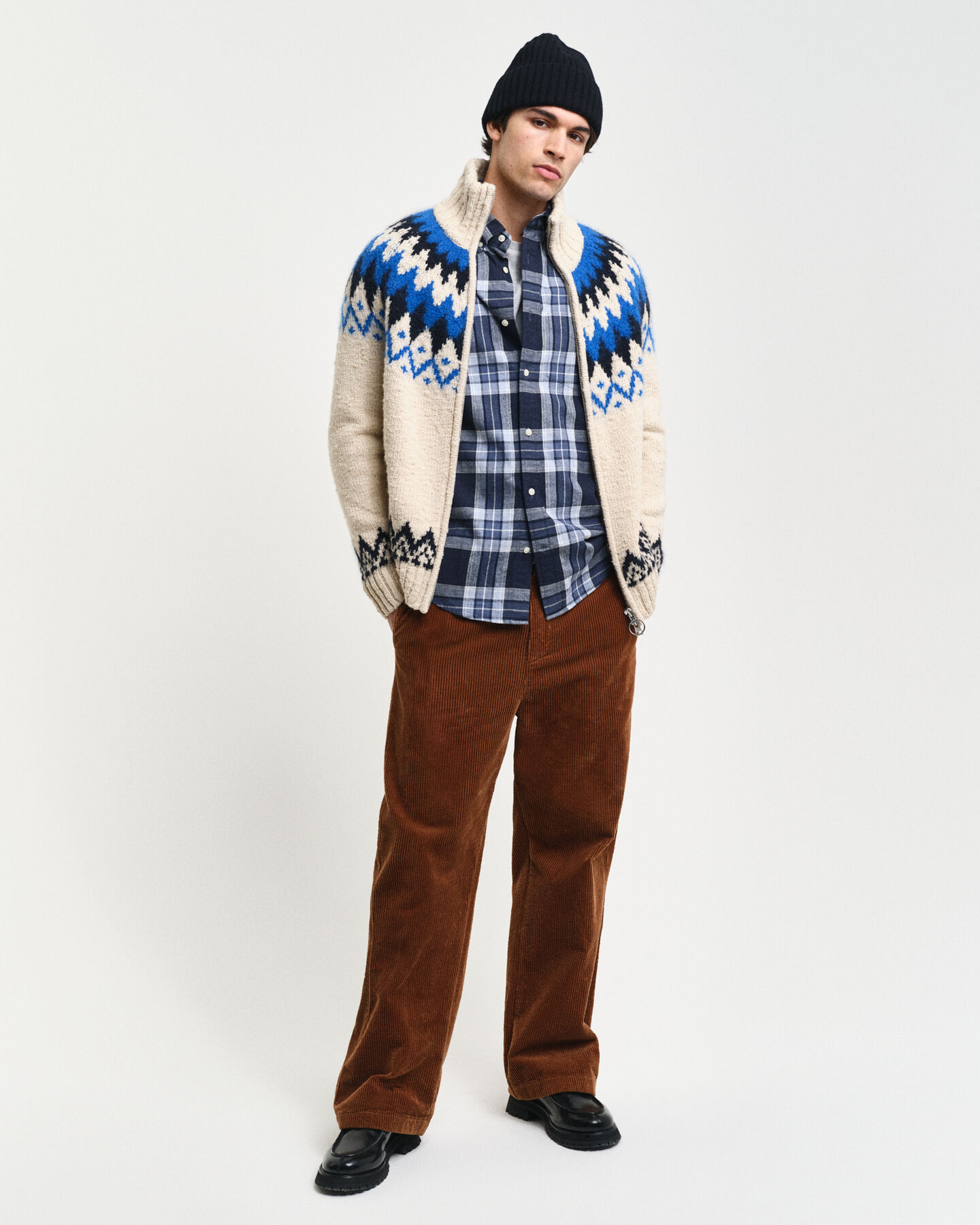 Jacquard-Strickjacke mit Reißverschluss