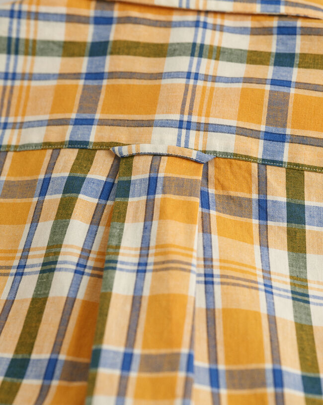 Regular Fit Baumwoll Leinen Kurzarmhemd mit Karomuster