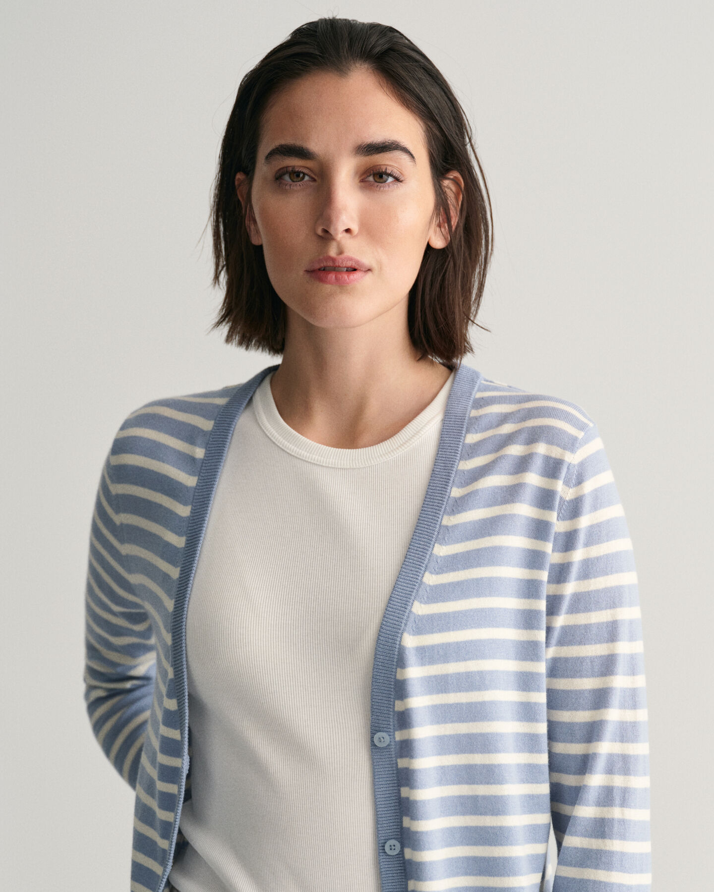 Feinstrick Strickjacke mit Streifen