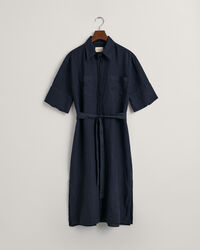 Kurzarm Hemdblusenkleid aus Leinen