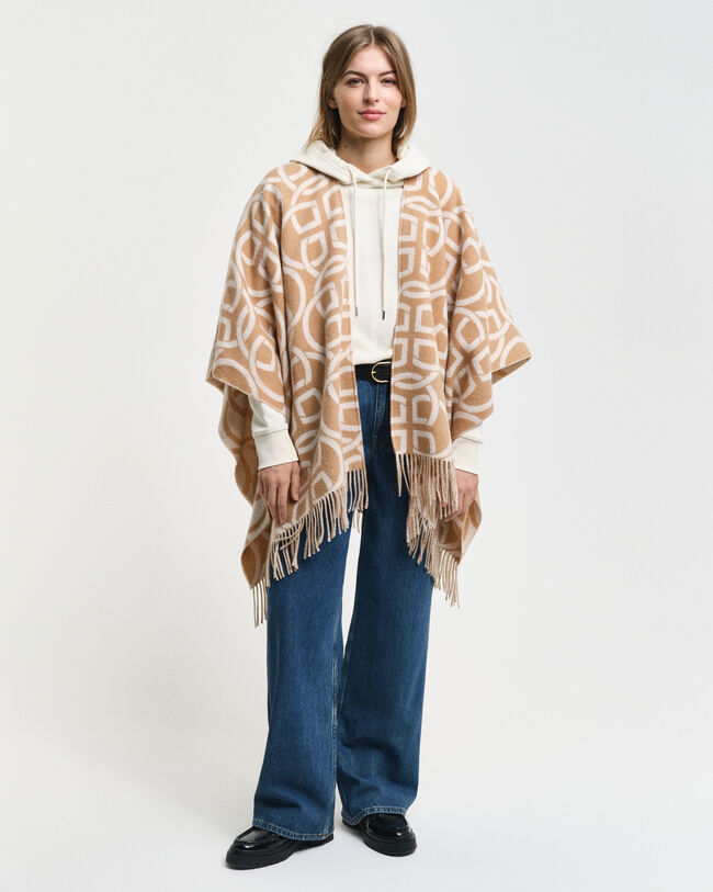 G Patterned Poncho aus Wolle