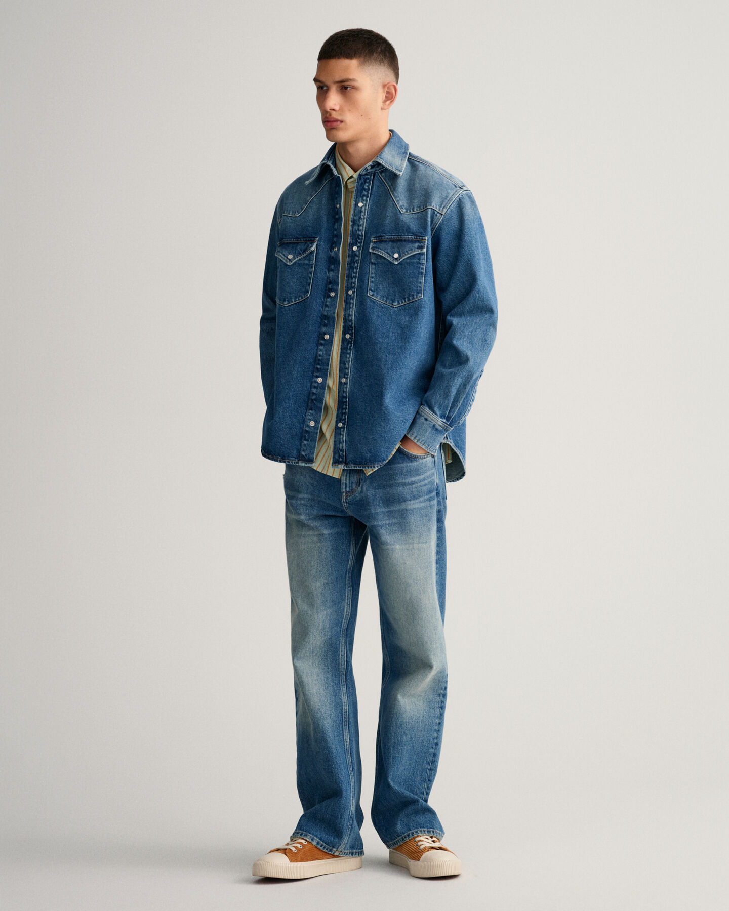 Relaxed Fit Western Jeanshemd