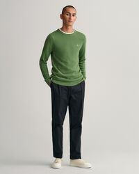 Rundhalspullover aus Baumwoll-Piqu&eacute;