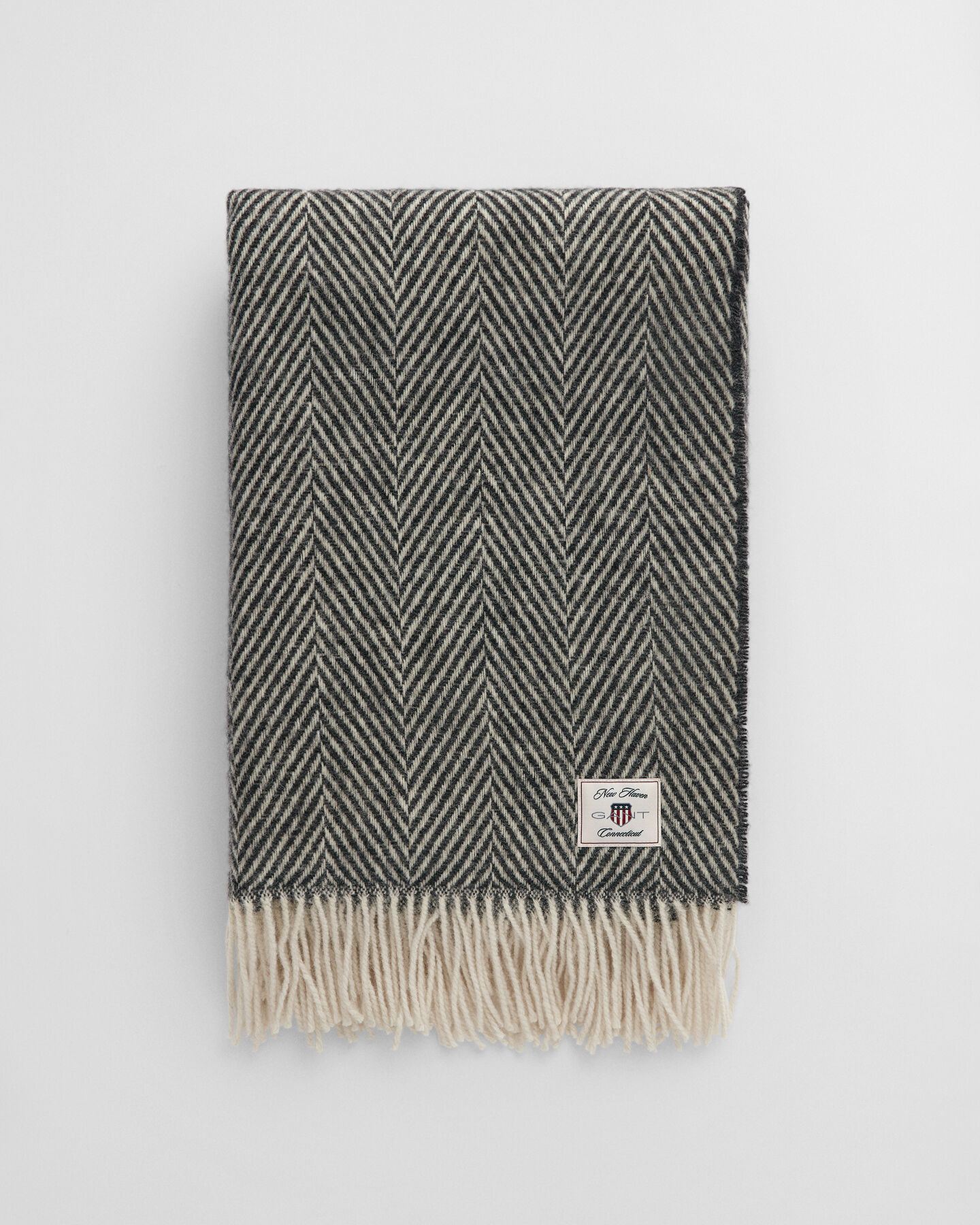 Wolldecke mit Fischgrätmuster