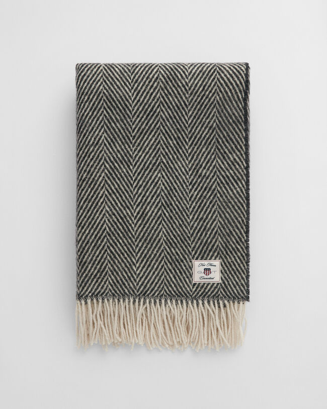 Wolldecke mit Fischgrätmuster