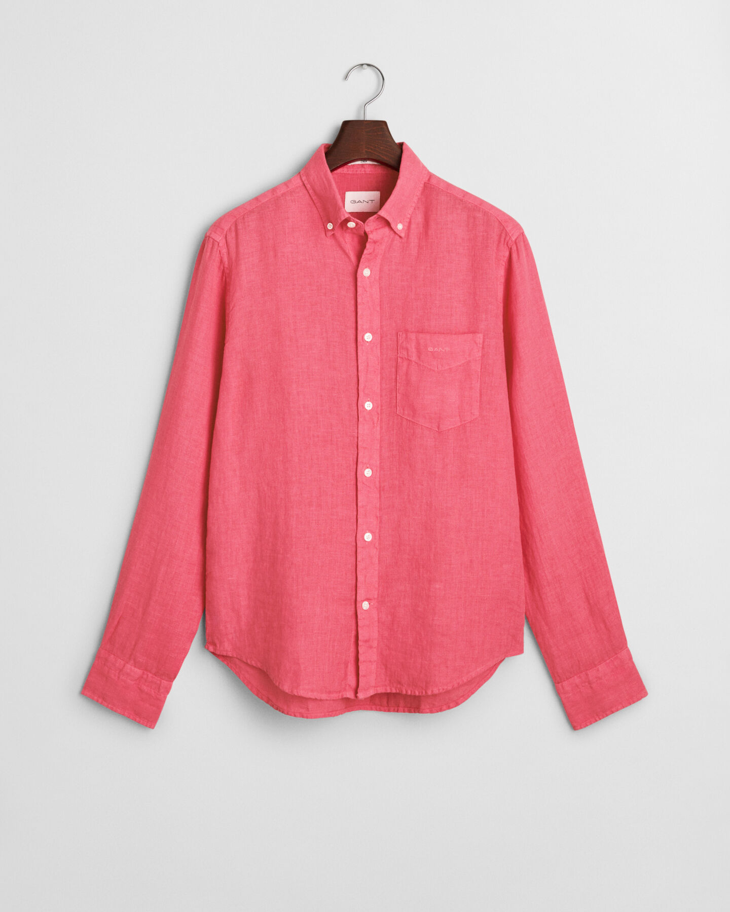 Stückgefärbtes Regular Fit Leinen Hemd