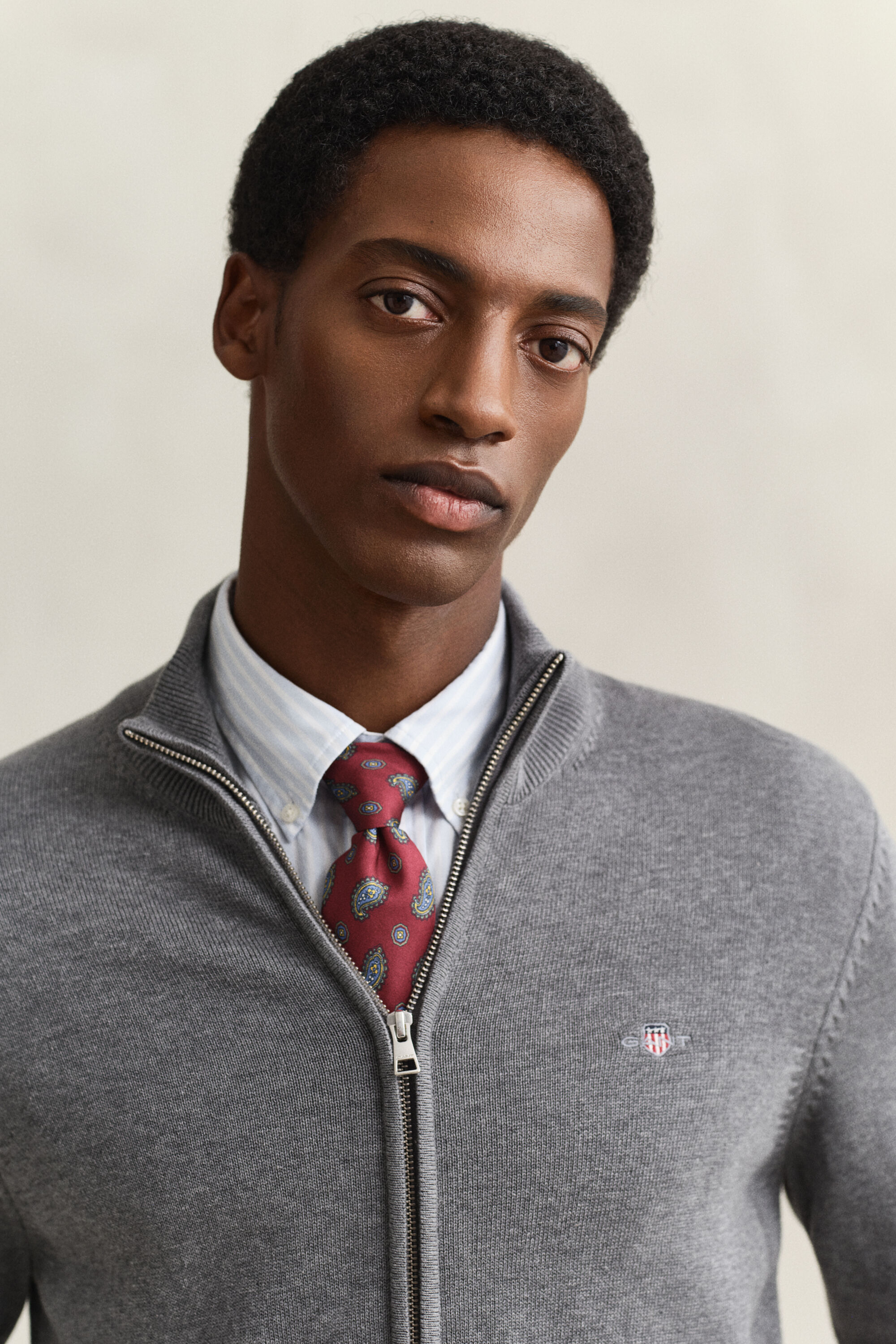 Cardigan in cotone casual con zip