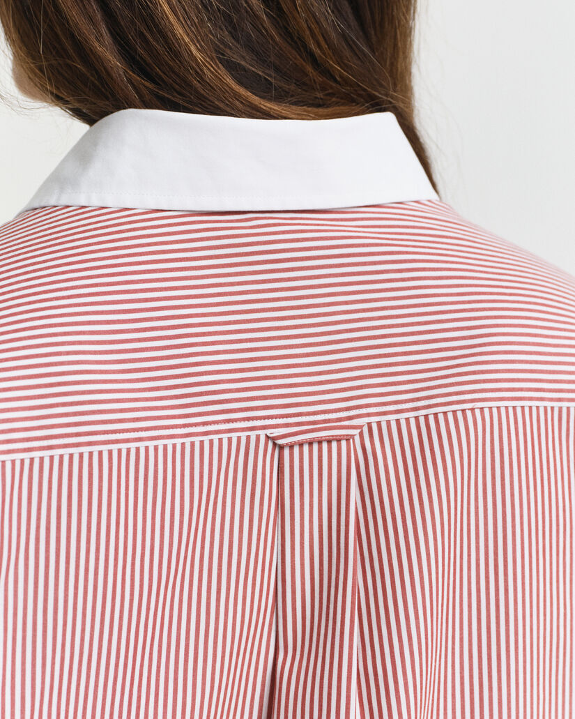 Oversized Bluse mit Kontrastkragen und Streifen